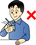 ペンを強く扱ってはいけないことを示すイラスト