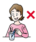 書けなくなったペンをお湯につけてはいけないことを示すイラスト