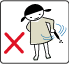 ペンを激しく振るとインキが吹き出す原因になることを示したイラスト